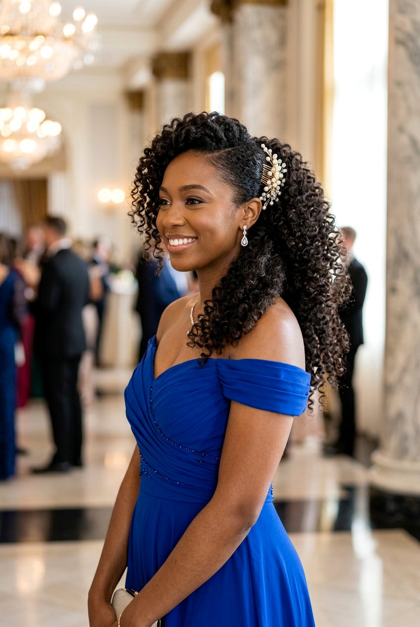 Curly Side Ponytail - 20 chic ponytail for mother of the bride - 20 chic ponytail for mother of the bride