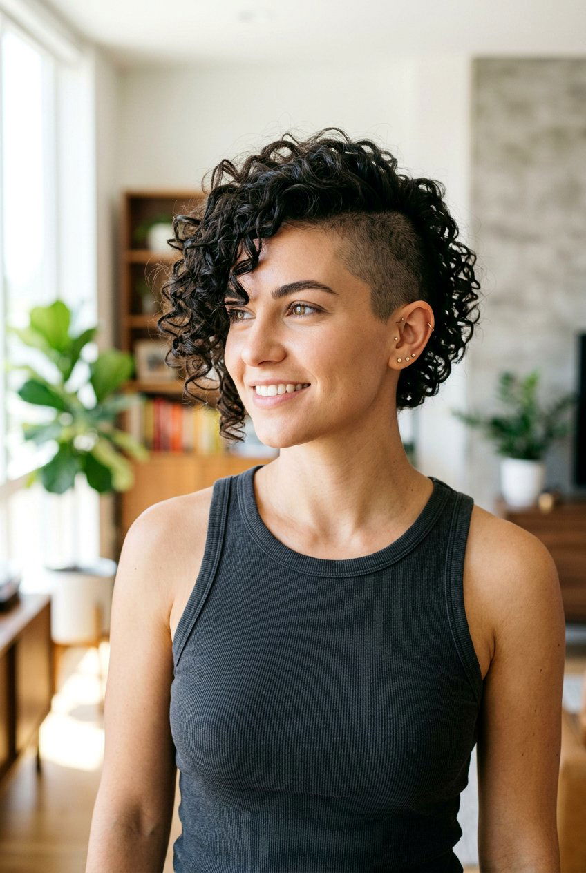 Curly Side Shaved Pixie Haircut - 20 side shaved pixie haircut - 20 side shaved pixie haircut