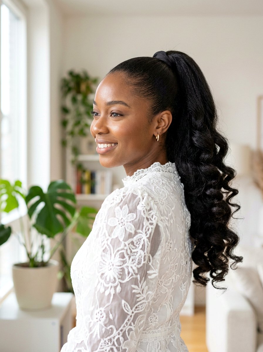 Curly Silk Press Ponytail - 20 silk press ponytail hairstyle - 20 silk press ponytail hairstyle