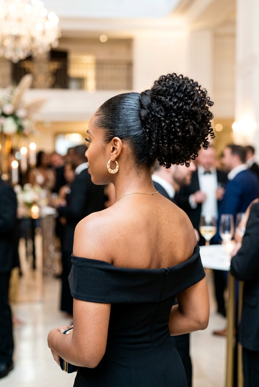 Curly Slick Back Bun With Weave Or Extensions - 20 slick back bun for curly hair - 20 slick back bun for curly hair