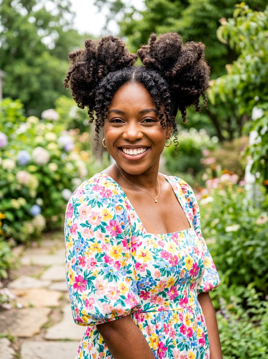 Curly Space Buns - 20 party space buns hairstyle - 20 party space buns hairstyle