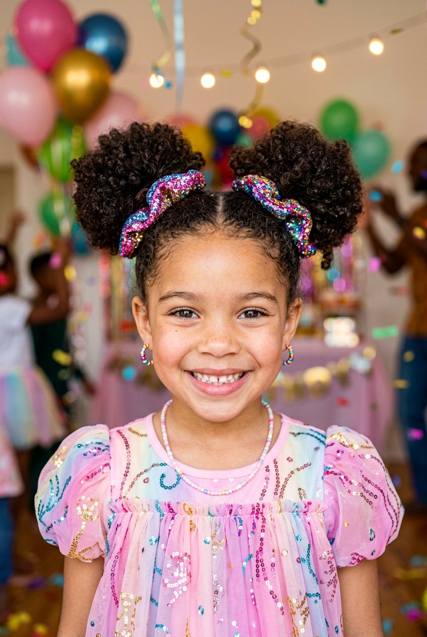Curly Space Buns For Little Girls - 20 birthday hairstyle for little girls with curls - 20 birthday hairstyle for little girls with curls