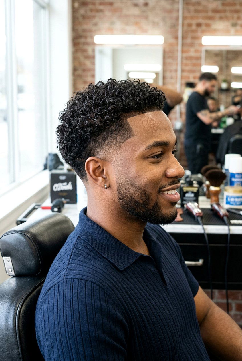 Curly Taper Fade - 20 taper fade haircut - 20 taper fade haircut