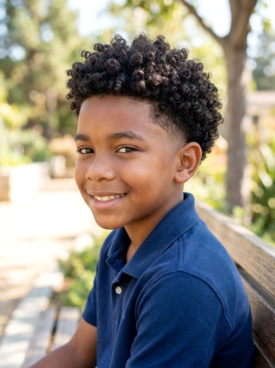 Curly Taper Fade with Tapered Nape - 20 taper fade for black boys - 20 taper fade for black boys