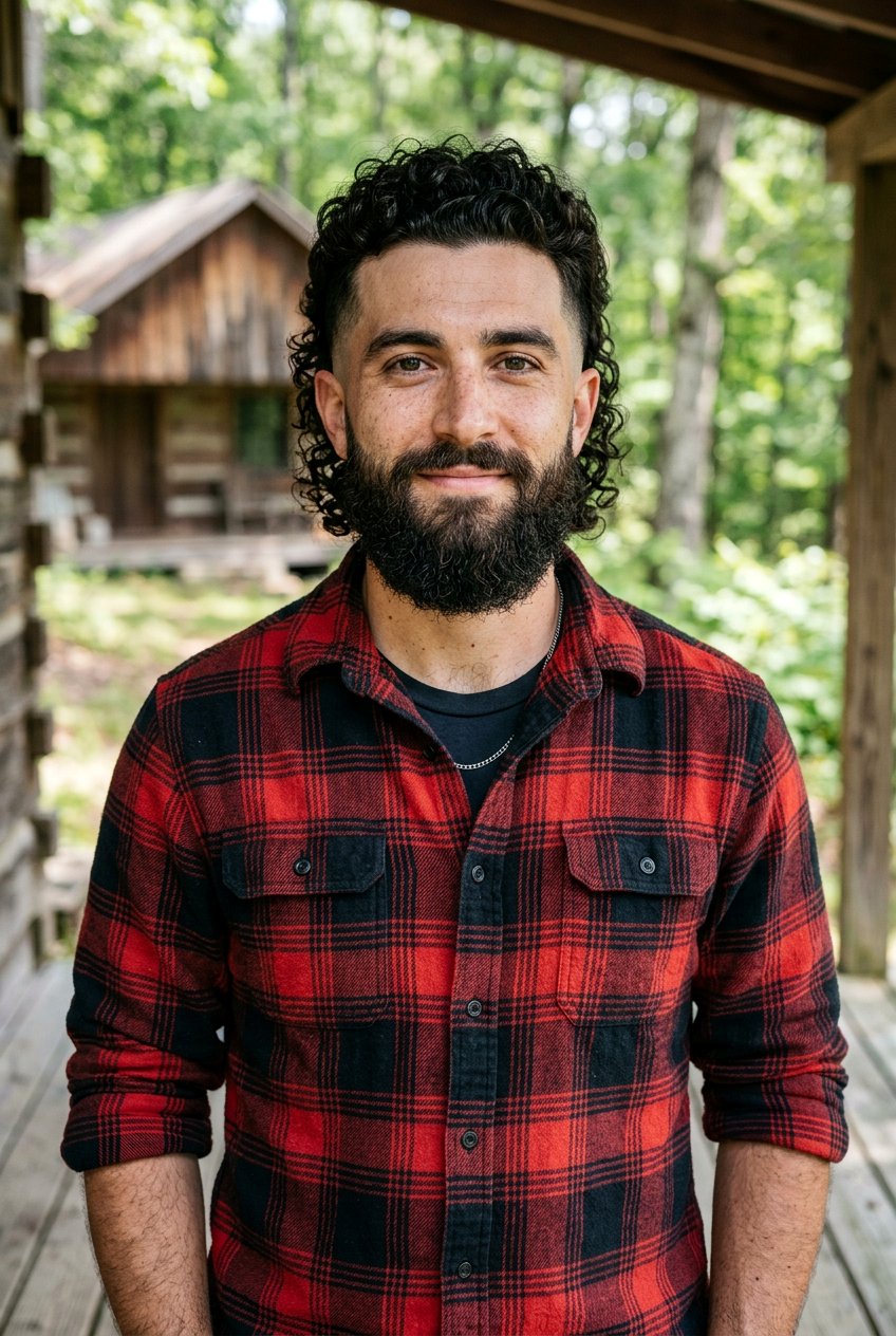 Curly Taper Mullet With Beard - 20 taper mullet for curly hair men - 20 taper mullet for curly hair men