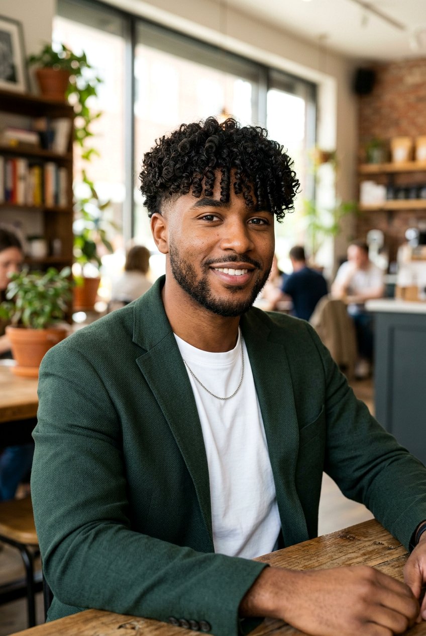 Curly Taper With Fringe - 20 men curly taper for business casual - 20 men curly taper for business casual