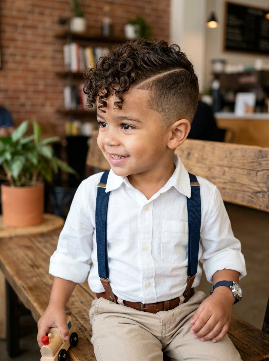 Curly Taper With Hard Part - 20 toddler curly fade haircut - 20 toddler curly fade haircut