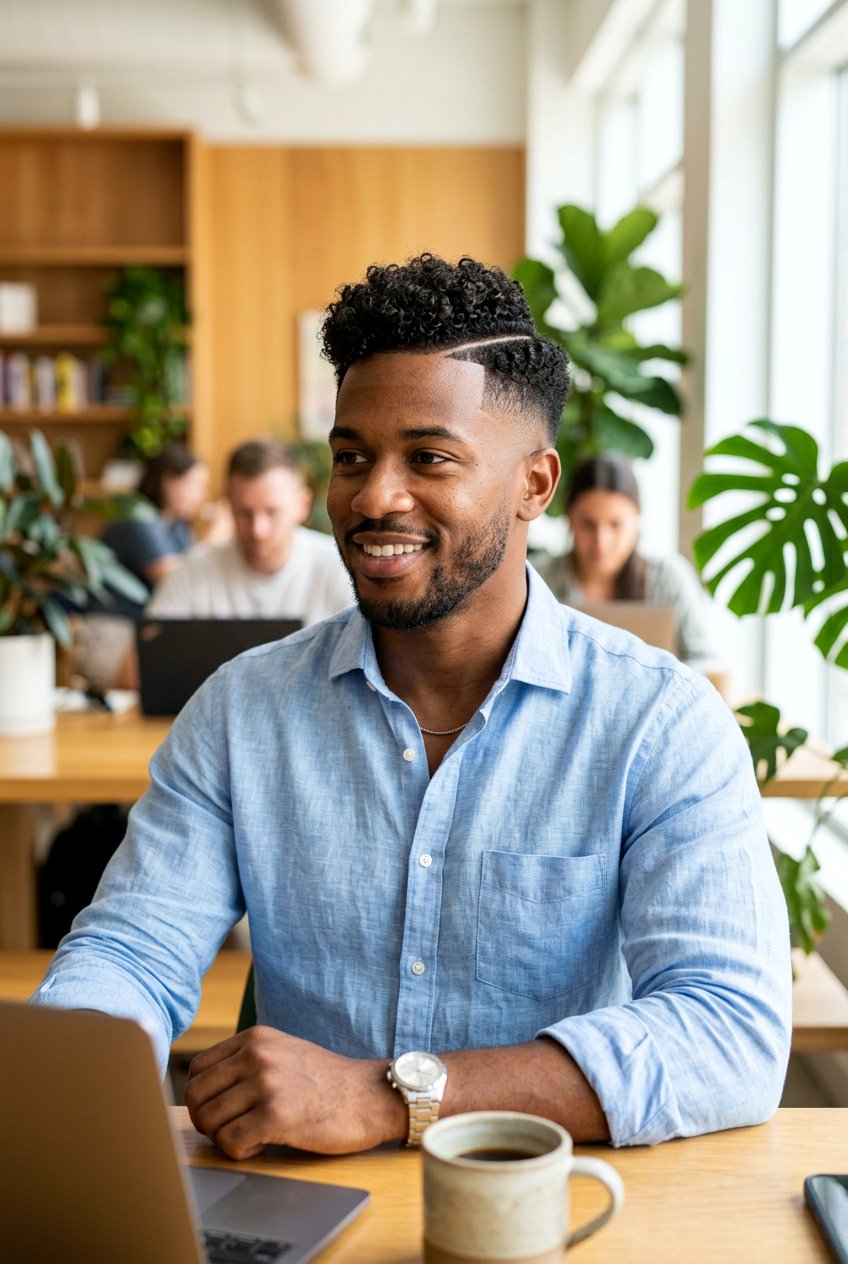 Curly Taper With Hard Part - 20 men curly taper for business casual - 20 men curly taper for business casual