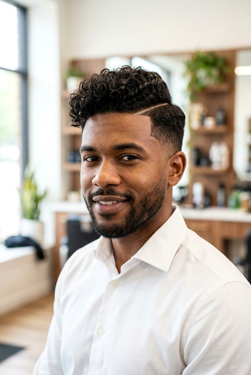 Curly Taper With Side Part - 20 men curly taper for business casual - 20 men curly taper for business casual