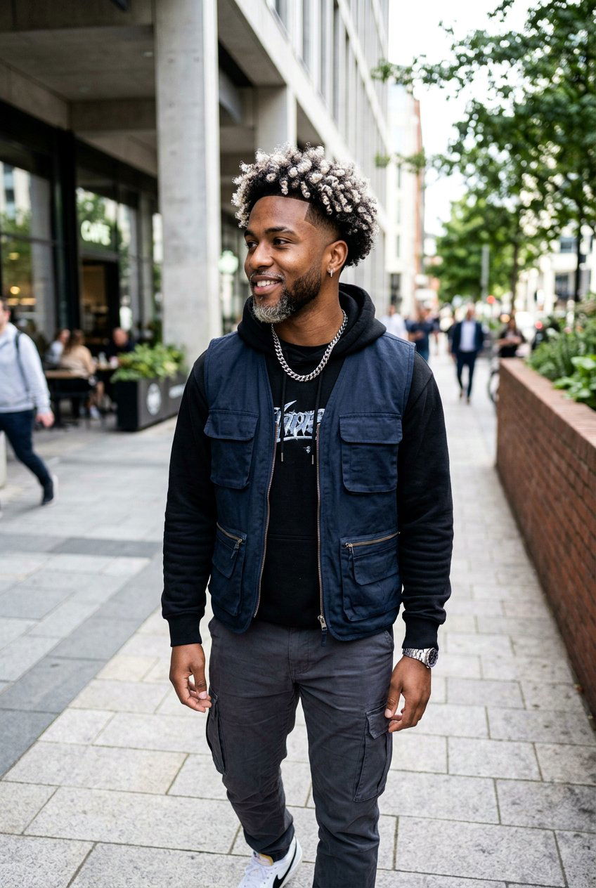 Curly Taper with Platinum Blonde Highlights - 20 curly taper cut with blonde highlights - 20 curly taper cut with blonde highlights