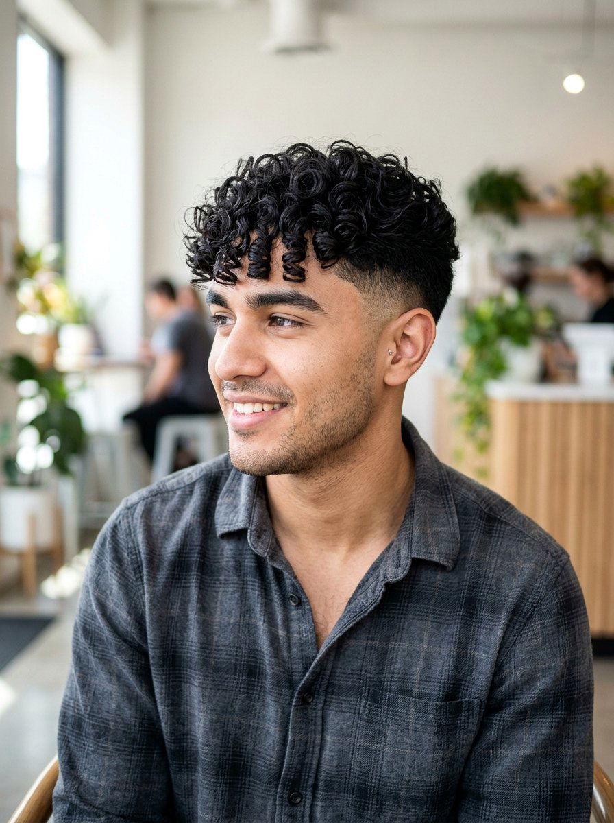 Curly Textured Fringe With Taper Fade - 20 textured fringe with taper fade - 20 textured fringe with taper fade