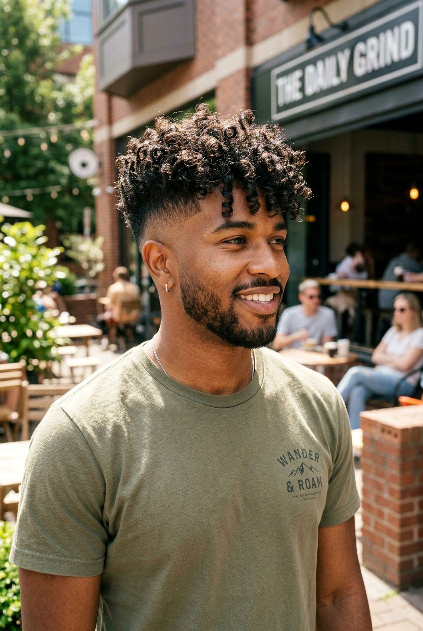 Curly Top Fade - 20 mens haircut for square face - 20 men’s haircut for square face