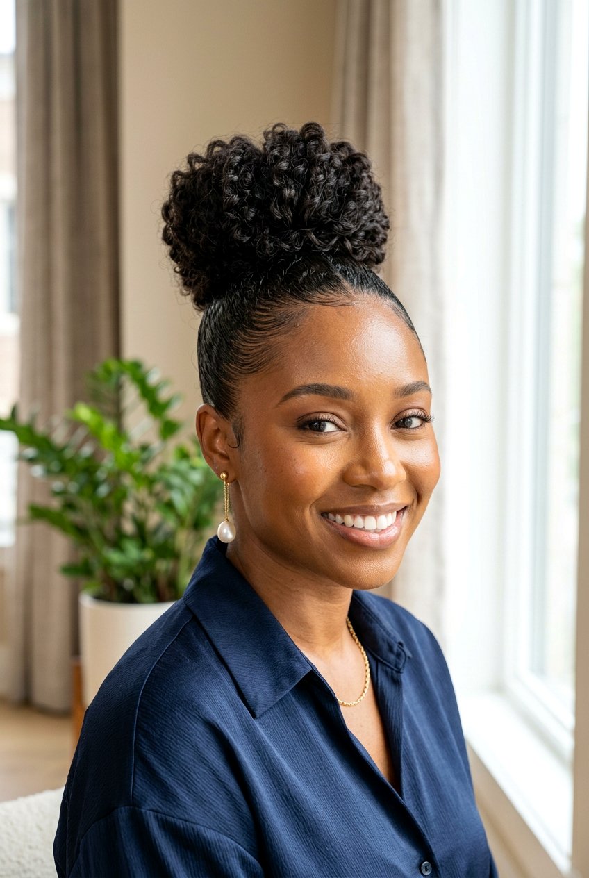 Curly Top Knot - 20 bridal hairstyle for long curly hair - 20 bridal hairstyle for long curly hair