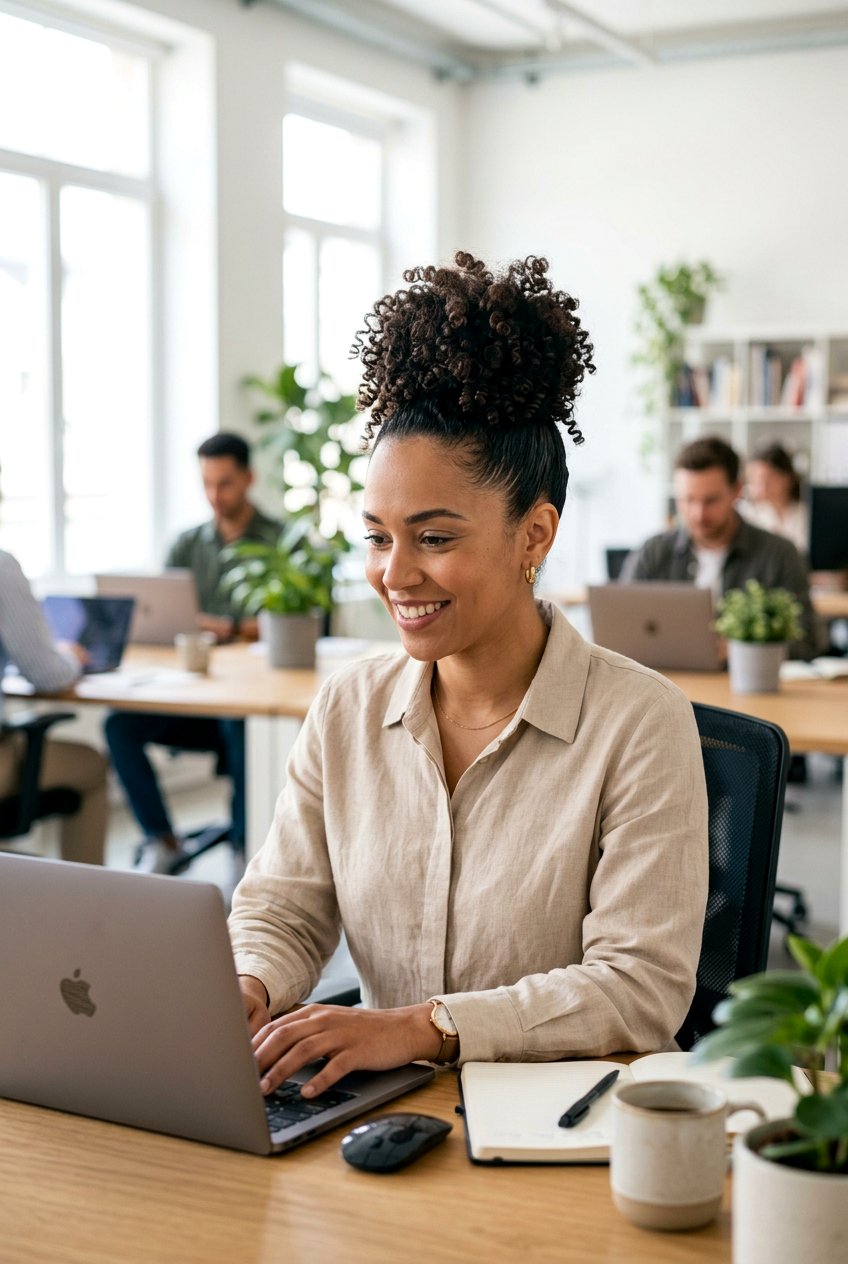 Curly Top Knot For Office - 20 curly work hairstyles - 20 curly work hairstyles