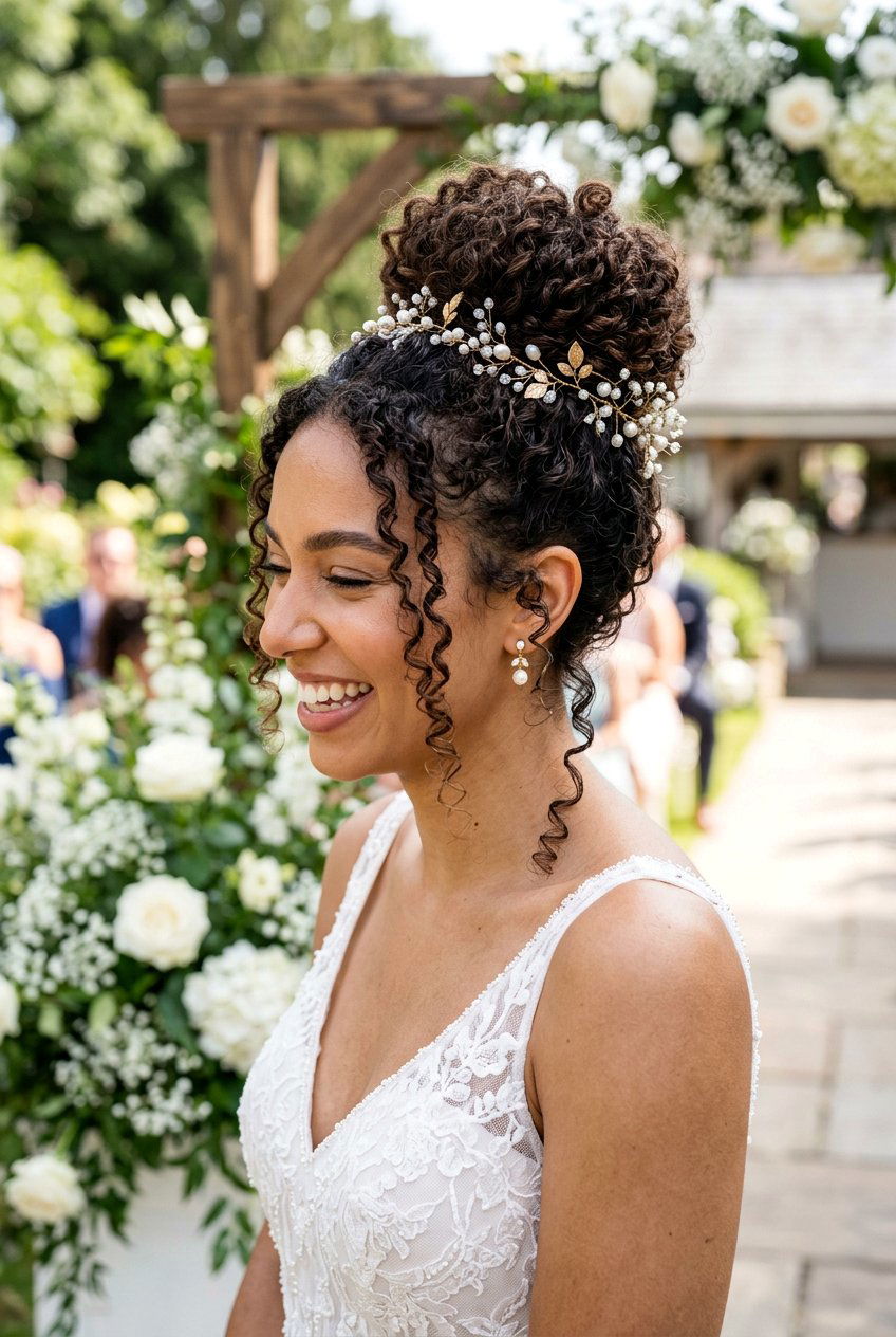 Curly Top Knot - 20 boho bridal updo for long hair - 20 boho bridal updo for long hair