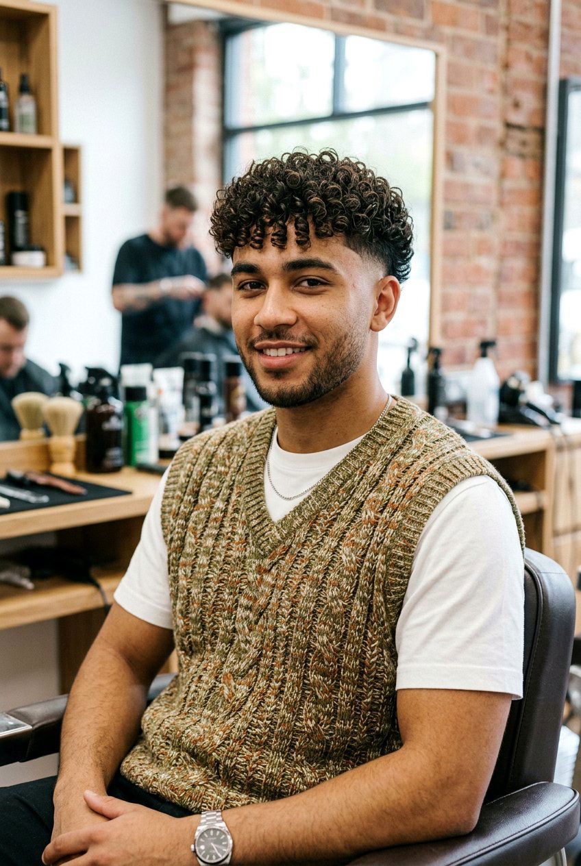 Curly Top with Taper - 20 mens haircut for heart shaped face - 20 men’s haircut for heart shaped face