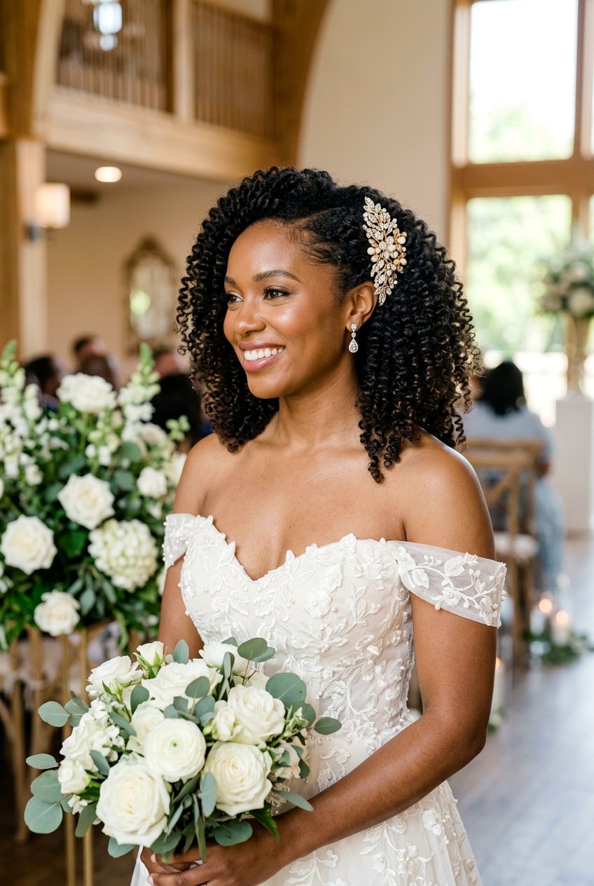 20 Stunning Wedding Hairstyles for Curly Natural Hair Brides