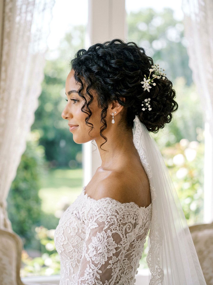 Curly Twisted Updo - 20 wedding hairstyles for curly brides - 20 wedding hairstyles for curly brides