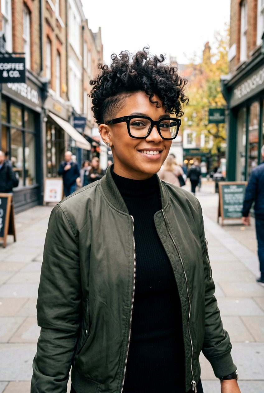 Curly Undercut Pixie - 20 curly hairstyles for women with glasses - 20 curly hairstyles for women with glasses