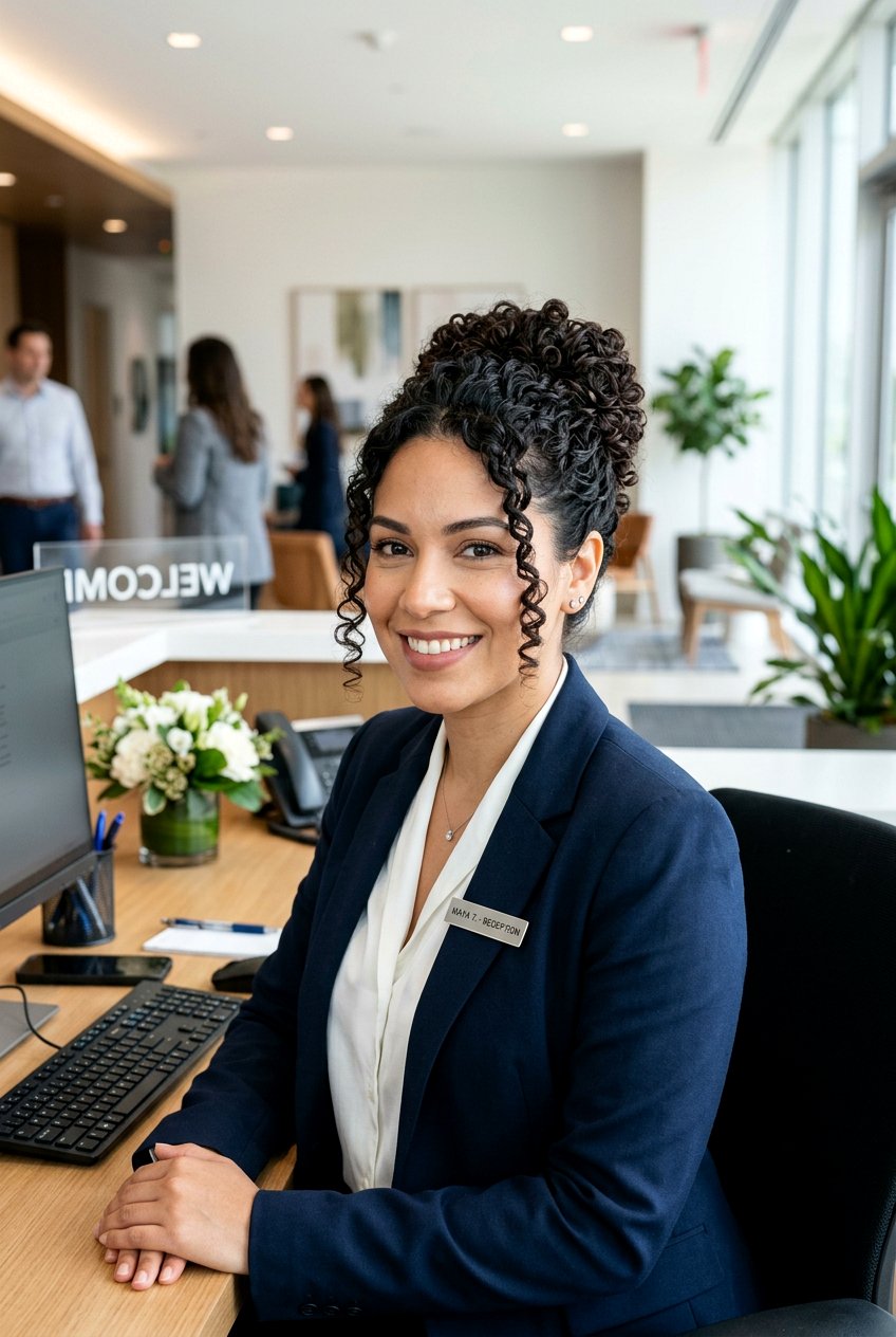 Curly Updo For Receptionist - 20 receptionist hairstyles for women - 20 receptionist hairstyles for women