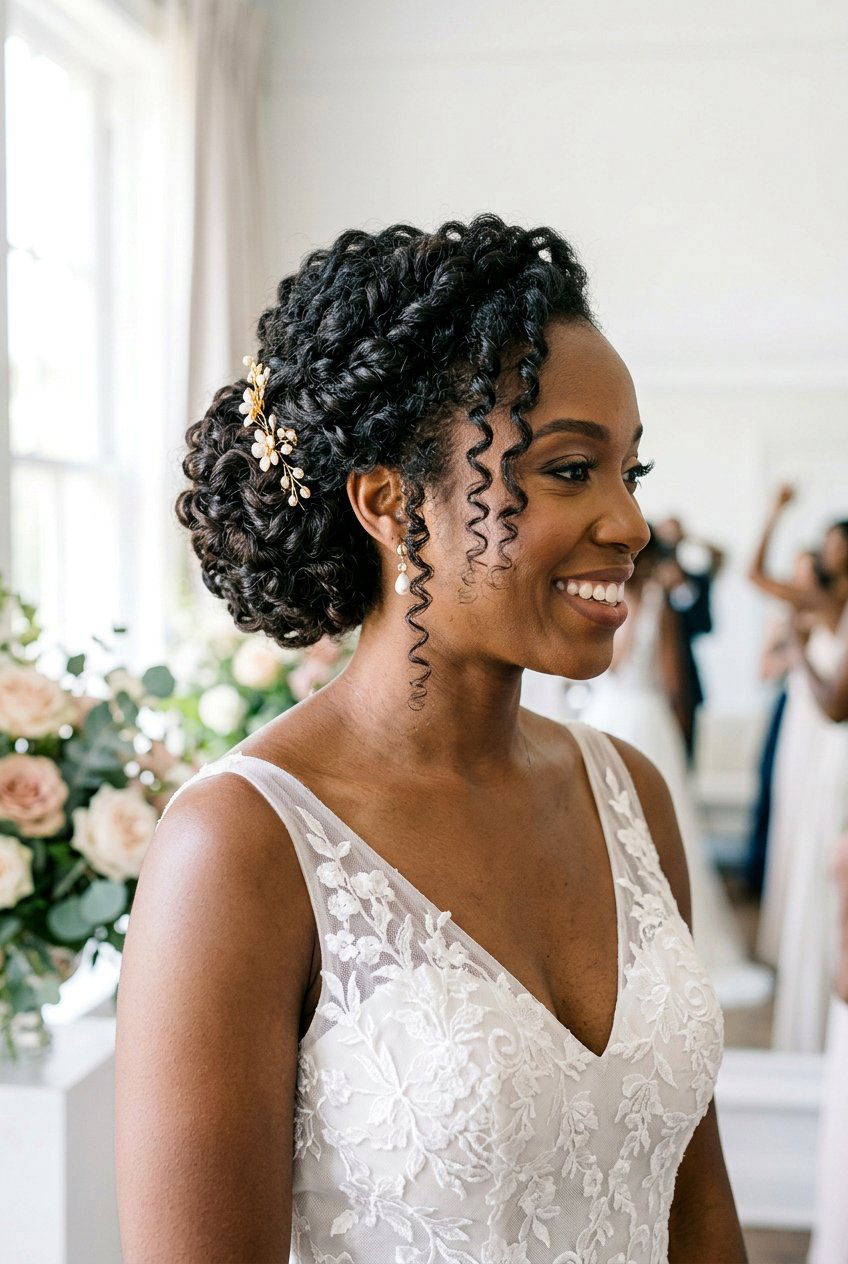 Curly Updo Wedding Hairstyle For Black Brides - 20 wedding hairstyles for black brides - 20 wedding hairstyles for black brides