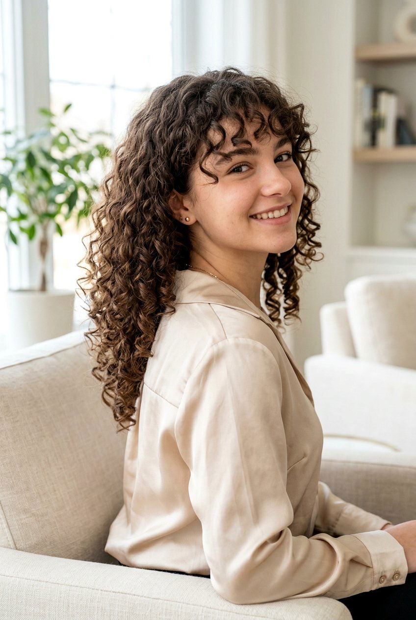 Curly V Cut With Bangs - 20 curly haircut for teenage girls with bangs - 20 curly haircut for teenage girls with bangs
