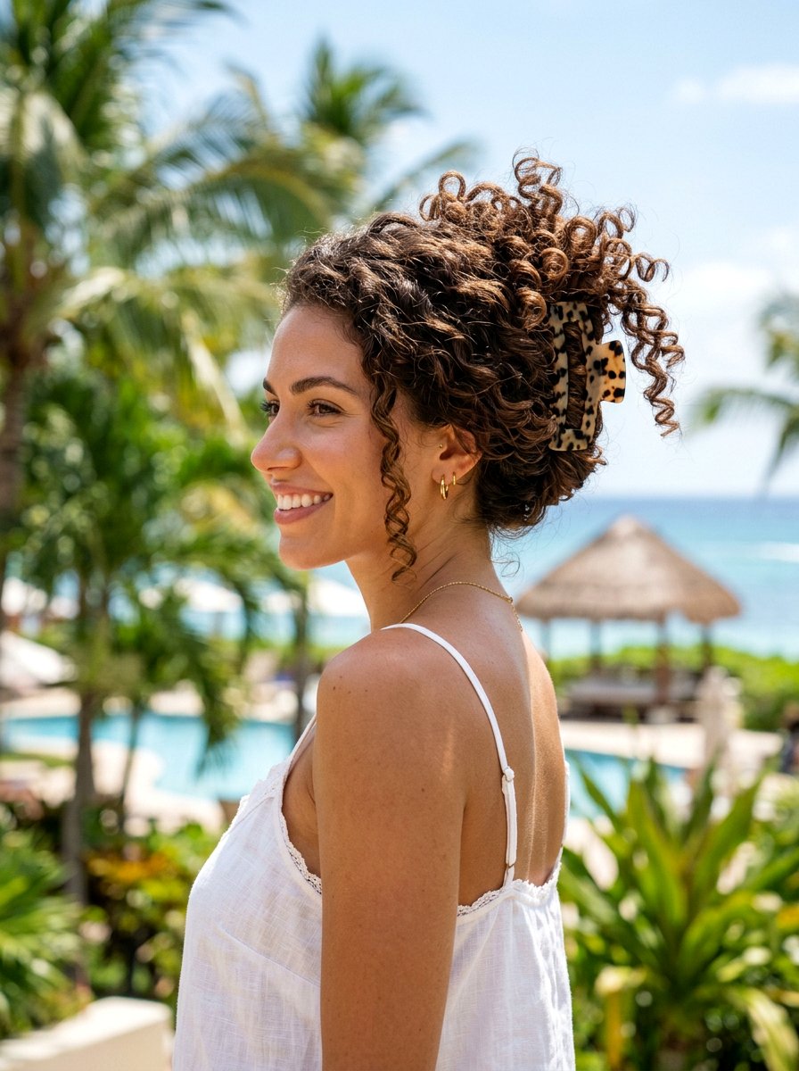 Curly Vacation Claw Clip Twist - 20 vacation claw clip hairstyle - 20 vacation claw clip hairstyle