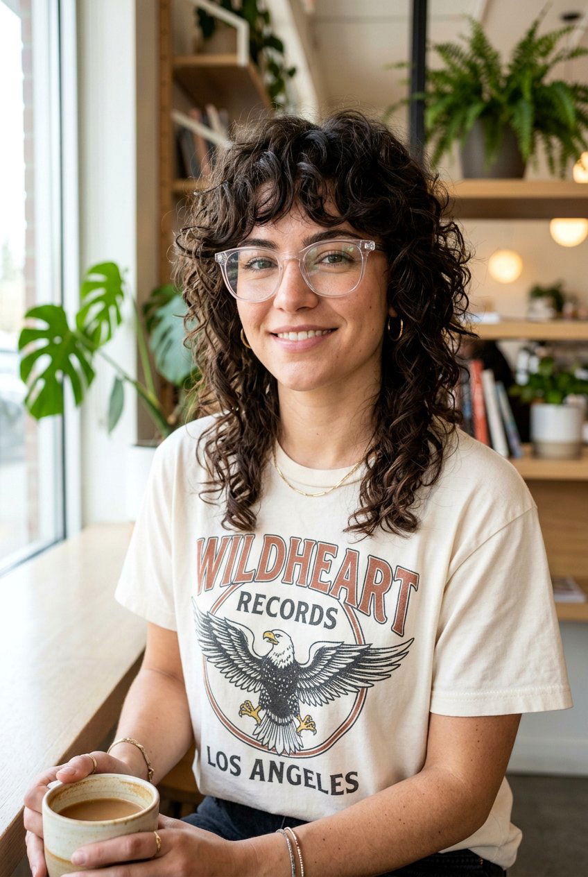 Curly Wolf Cut - 20 curly hairstyles for women with glasses - 20 curly hairstyles for women with glasses