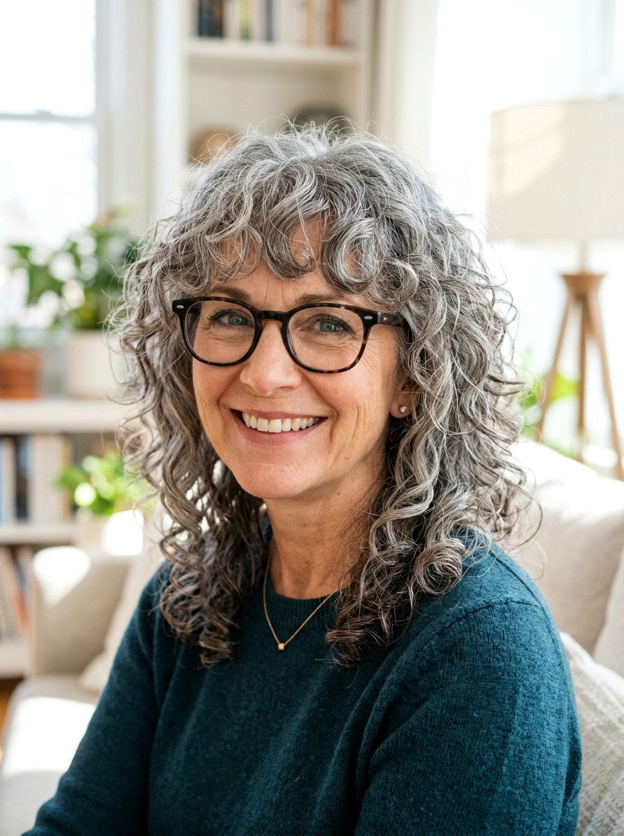 Curly Wolf Cut With Glasses - 20 curly wolf cut for mature women - 20 curly wolf cut for mature women