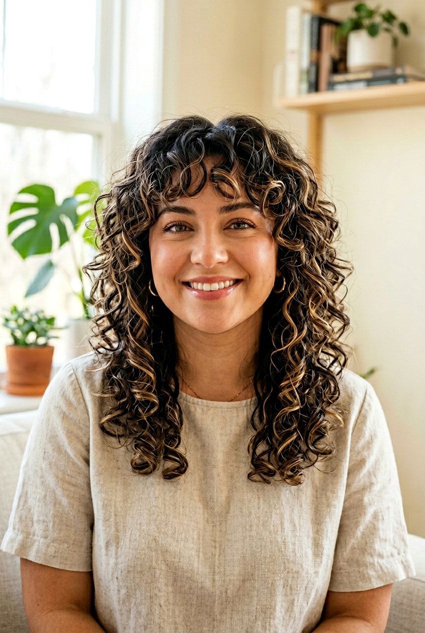 Curly Wolf Cut With Highlights For Round Face - 20 curly wolf cut for round face - 20 curly wolf cut for round face