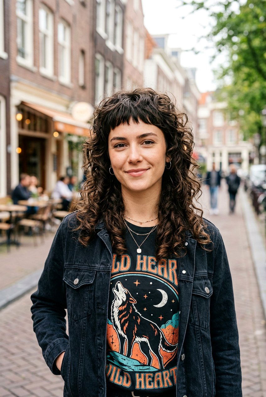 Curly Wolf Cut With Micro Bangs - 20 layered wolf cut for curly hair women - 20 layered wolf cut for curly hair women