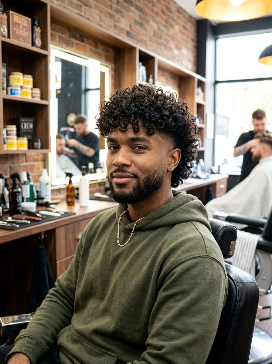 Curly Wolf Cut with Fade - 20 wolf cut men curly hair - 20 wolf cut men curly hair