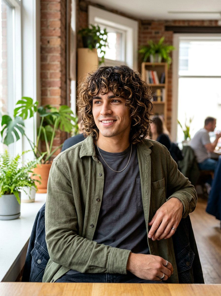 Curly Wolf Cut with Highlights - 20 wolf cut men curly hair - 20 wolf cut men curly hair