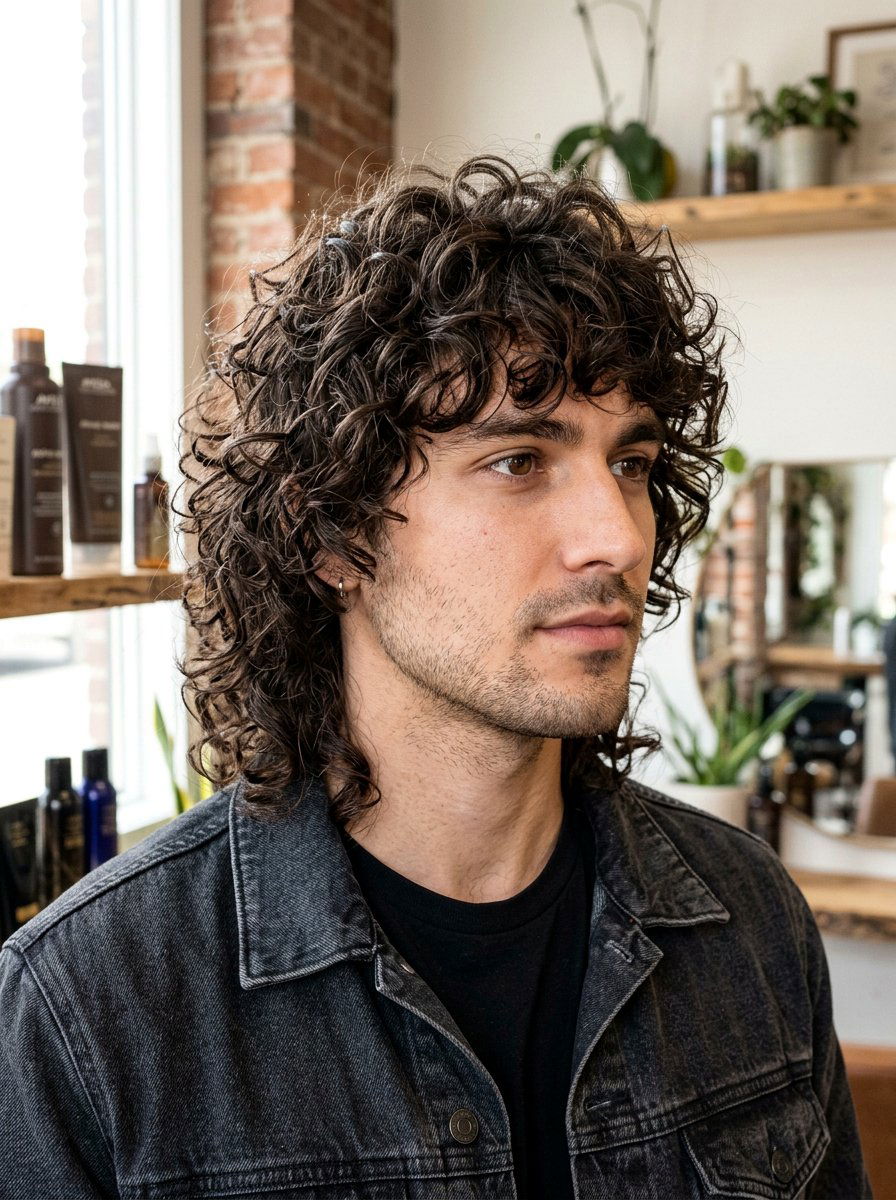 Curly Wolf Cut with Shag Layers - 20 wolf cut men curly hair - 20 wolf cut men curly hair