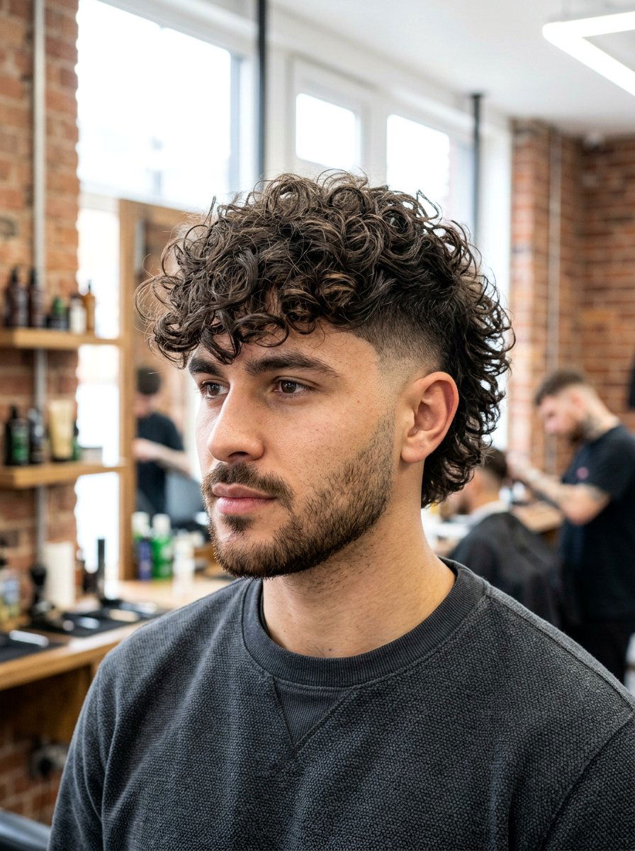 Curly Wolf Cut with Undercut - 20 wolf cut men curly hair - 20 wolf cut men curly hair