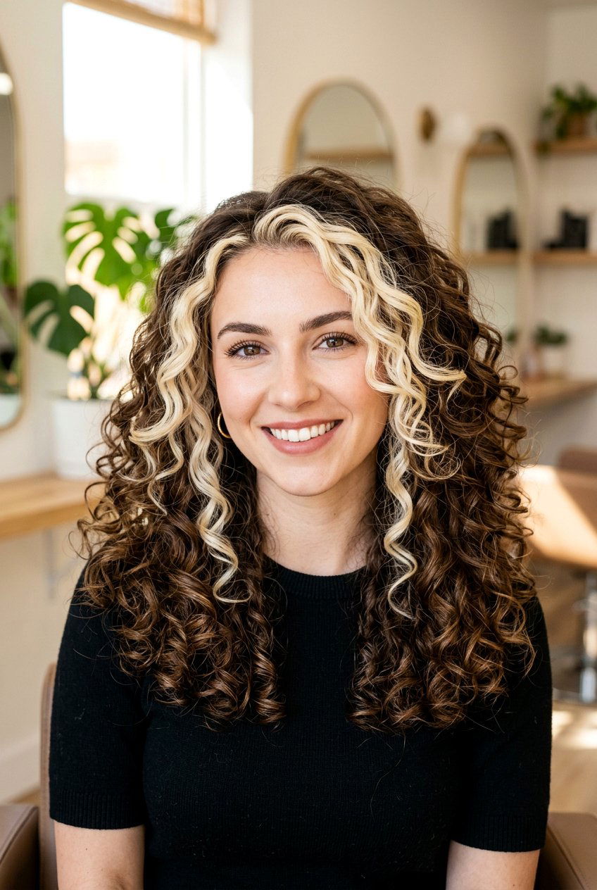 Curly brown hair blonde money piece - 20 blonde money piece on brown hair - 20 blonde money piece on brown hair