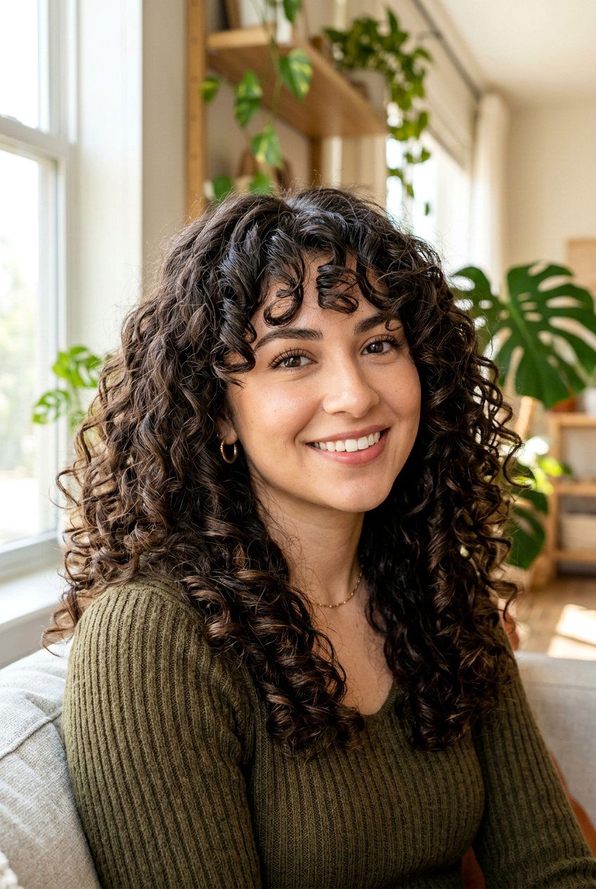 Curly hair with curtain bangs - 20 curtain bangs hairstyles - 20 curtain bangs hairstyles