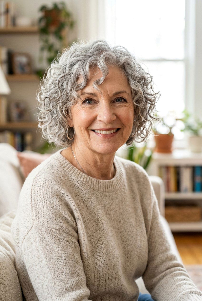 Curly hair with face framing layers - 20 curly hairstyles for older women - 20 curly hairstyles for older women