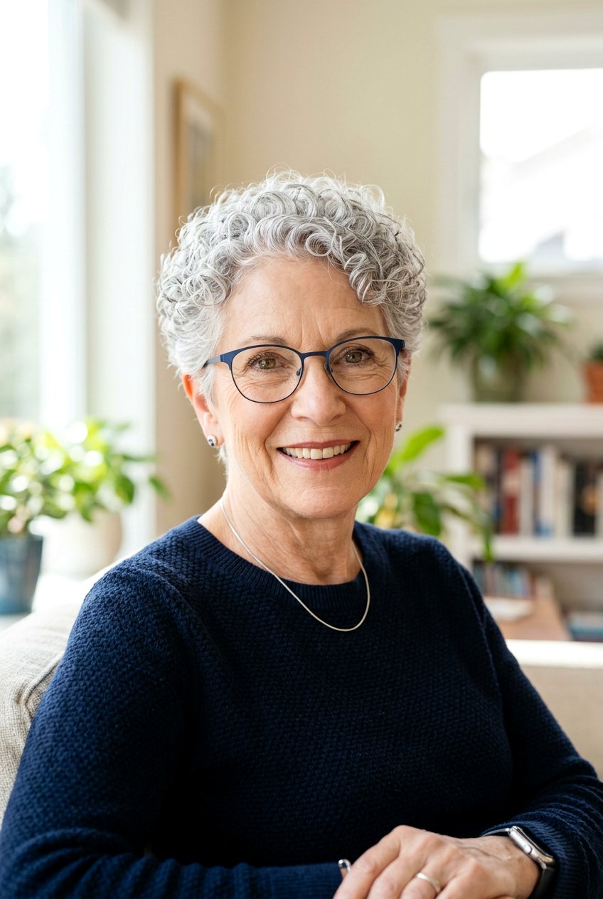 Curly pixie cut for older women - 20 hairstyles for women over 50 with glasses - 20 hairstyles for women over 50 with glasses