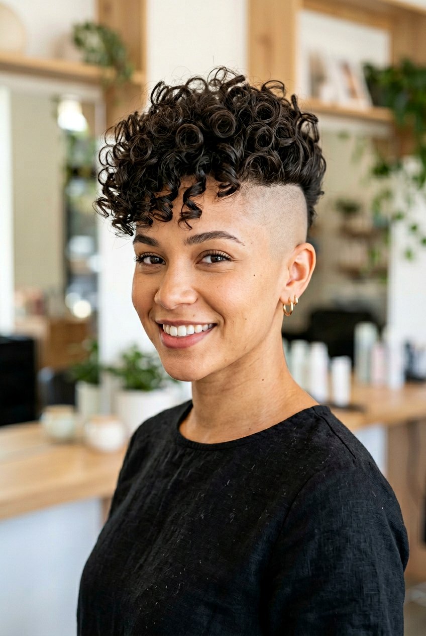 Curly pixie cut with shaved sides - 20 curly pixie haircut - 20 curly pixie haircut