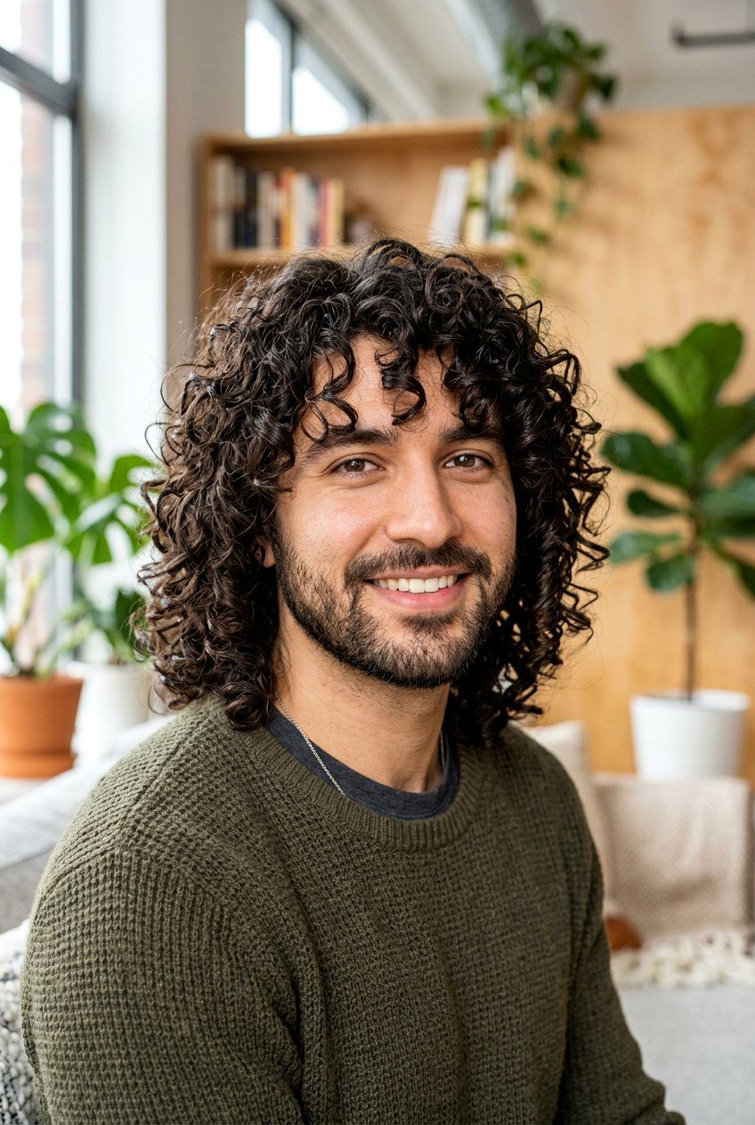 Curly shag - 20 shag haircut for men - 20 shag haircut for men