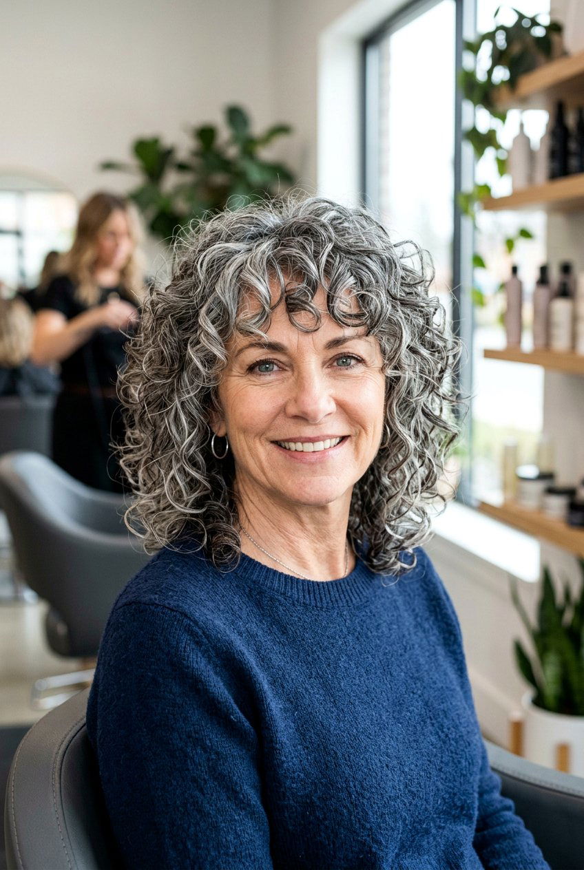 Curly shag with fringe - 20 shag haircuts for older women - 20 shag haircuts for older women