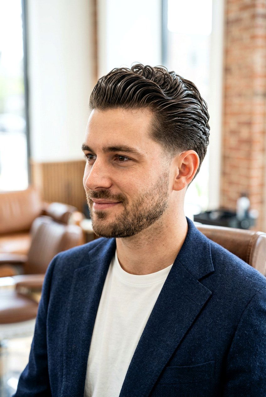 Curly slick back - 20 slick back haircut for men - 20 slick back haircut for men