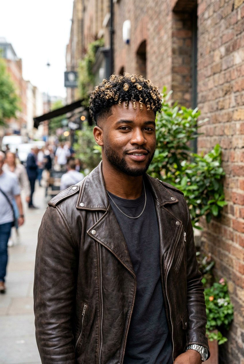 Curly taper fade highlights - 20 curly taper fade for men - 20 curly taper fade for men