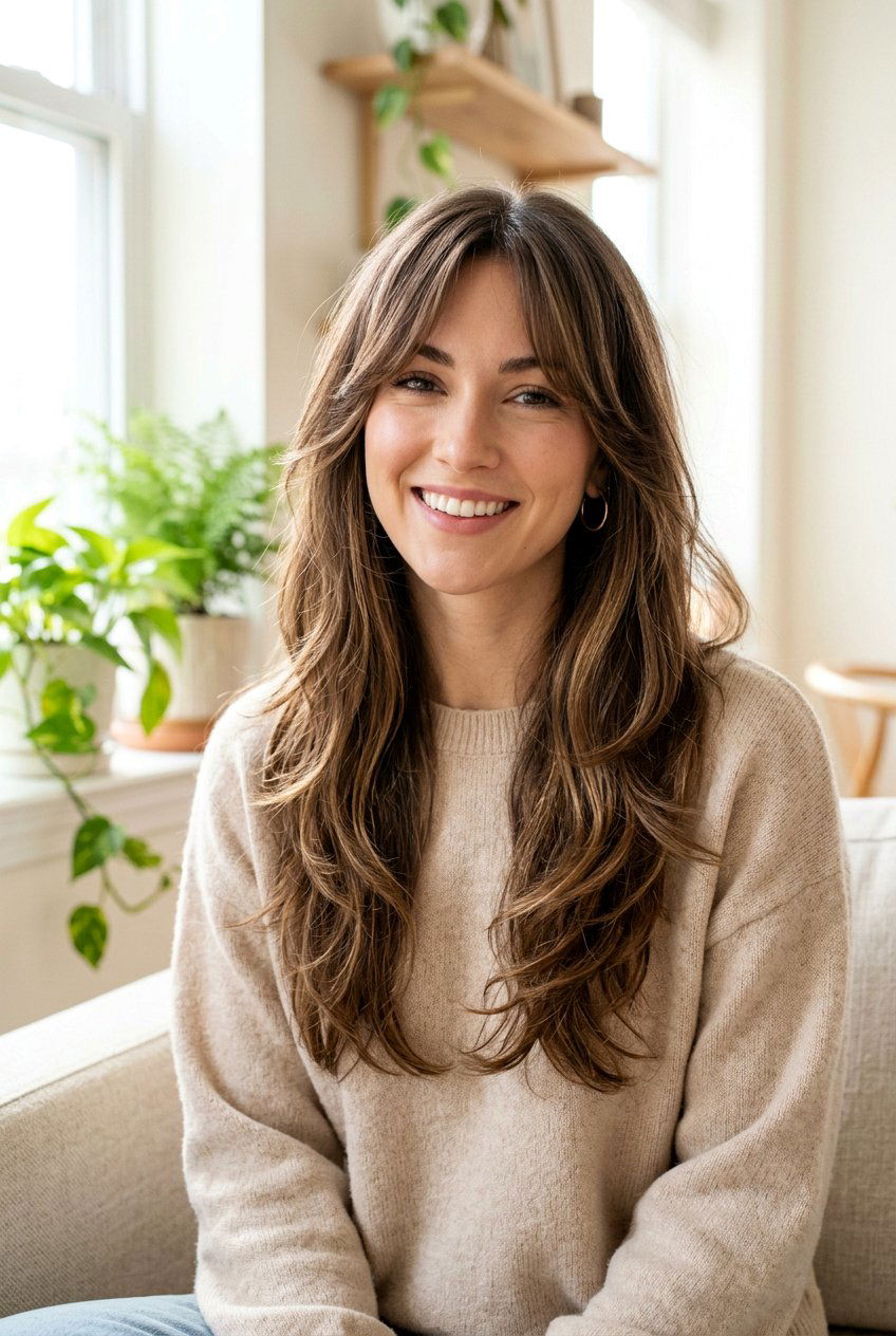 Curtain Bang Long Layers - 20 long layers for heart shaped face women - 20 long layers for heart shaped face women