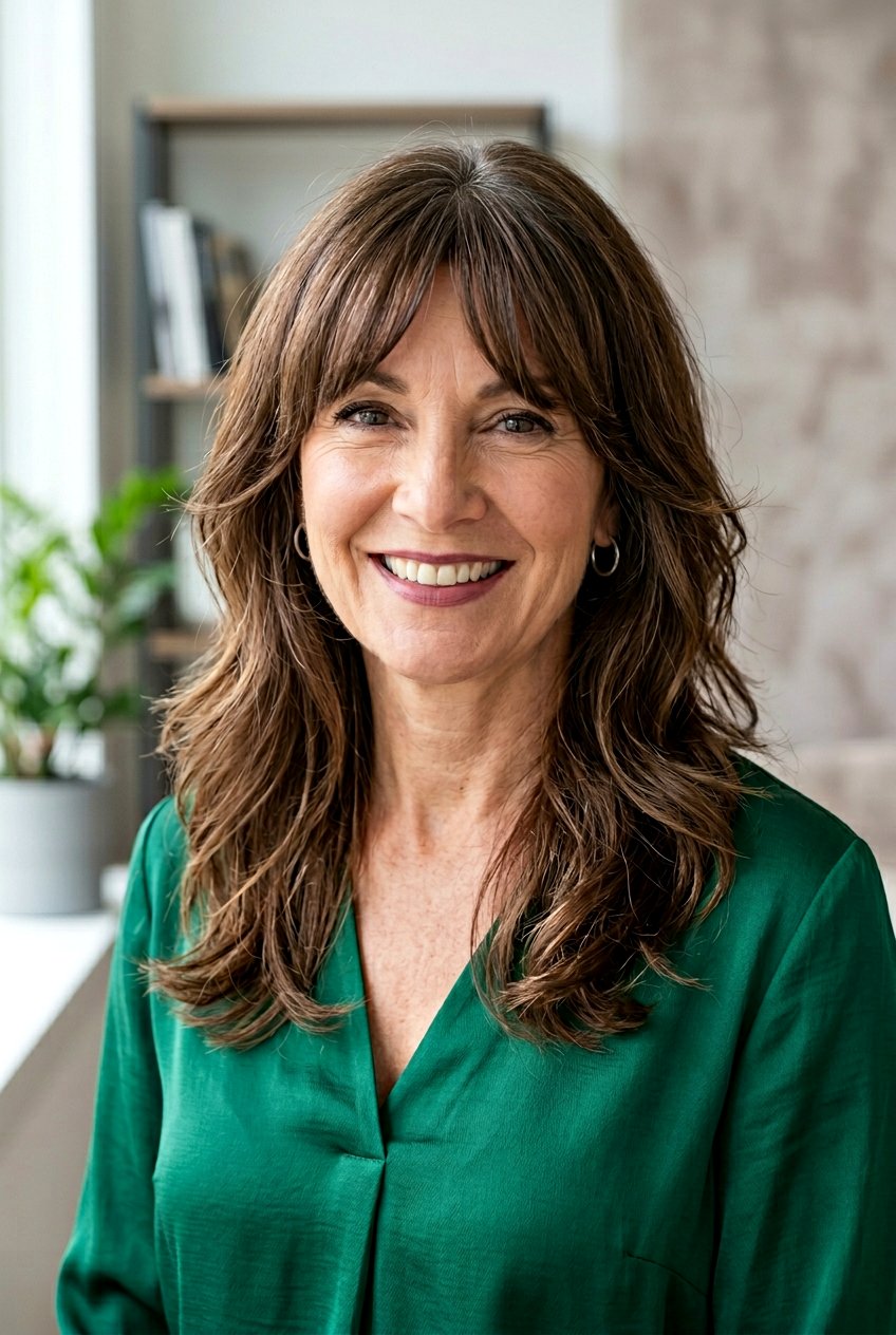 Curtain Bangs - 20 business hairstyle for women over 50 - 20 business hairstyle for women over 50