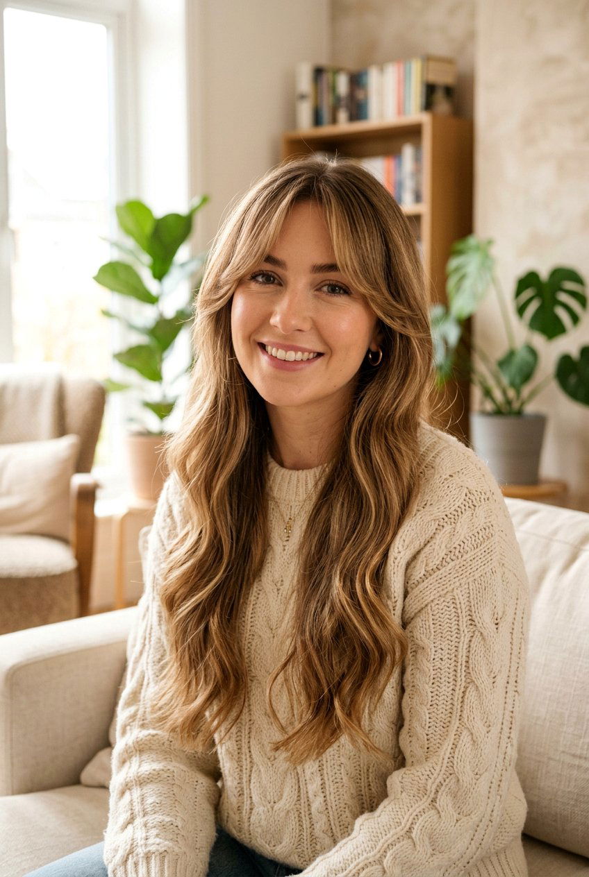 Curtain Bangs Added to Long Hair - 20 before and after haircut ideas - 20 before and after haircut ideas