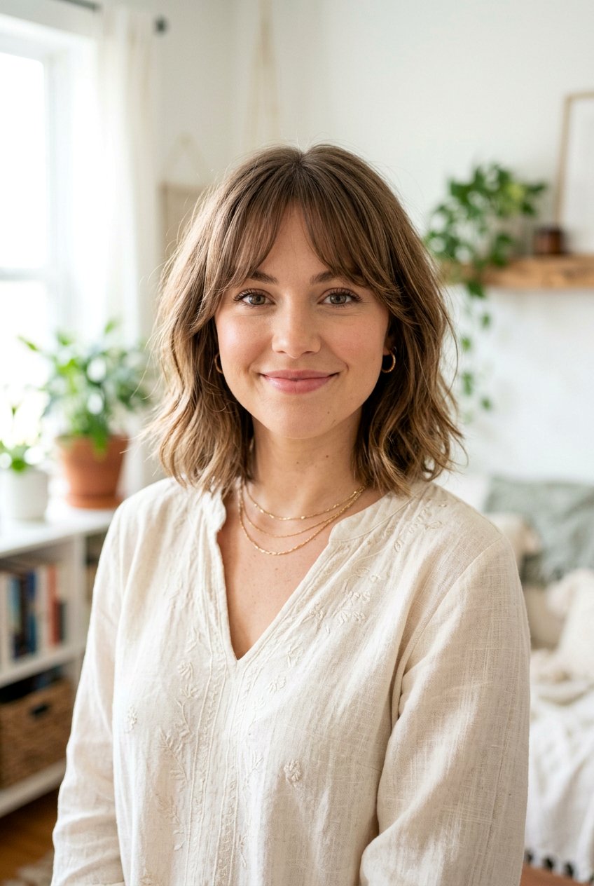 Curtain Bangs Collarbone Bob for Round Face - 20 collarbone bob for round face - 20 collarbone bob for round face