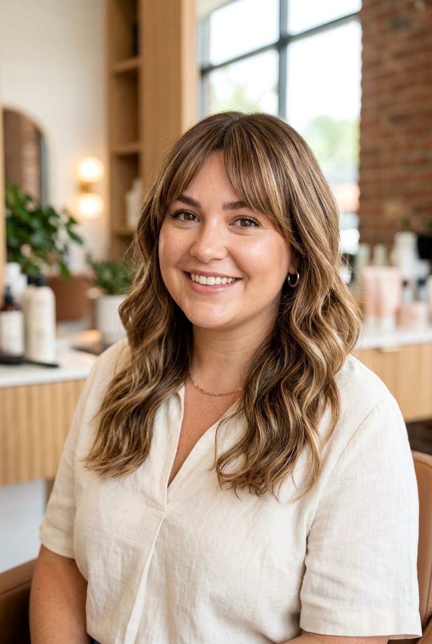 Curtain Bangs For Round Chubby Face With Balayage - 20 curtain bangs for round chubby face - 20 curtain bangs for round chubby face