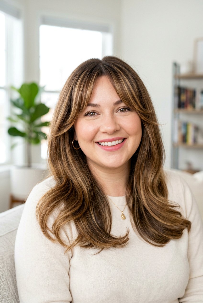 Curtain Bangs For Round Chubby Face With Highlights - 20 curtain bangs for round chubby face - 20 curtain bangs for round chubby face